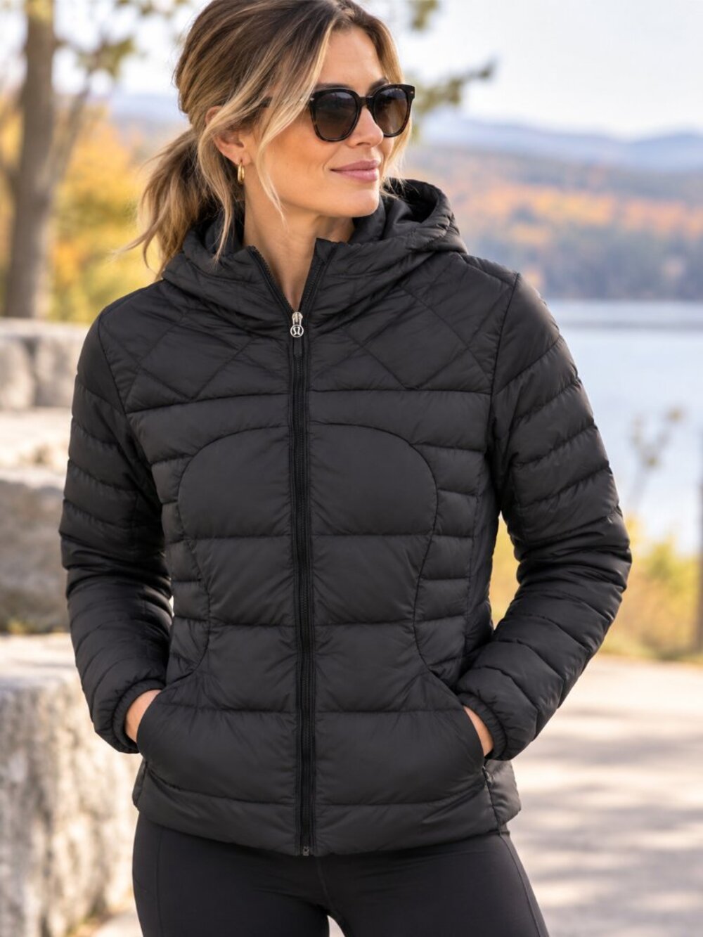 Lululemon W 8 Black Down Puffer Jacket Gorpcore Running Athleisure 1473